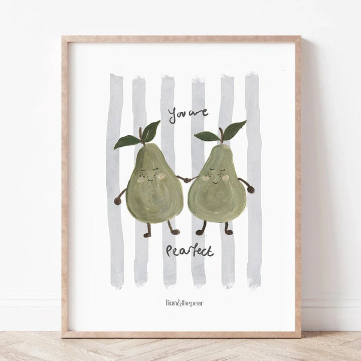 Lion & The Pear - Hand-Illustrated Print - You Are Pear-fect