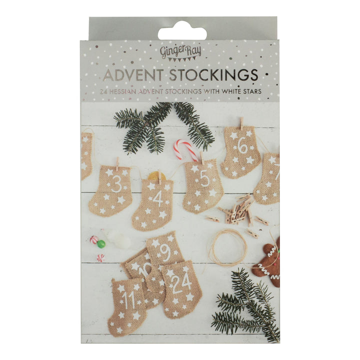 Ginger Ray - Hessian Stockings Fill Your Own Advent Calendar