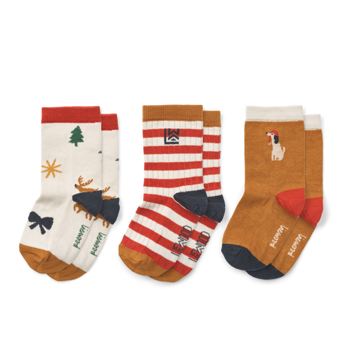 Liewood - Silas Socks - Holiday / Sandy (3 Pack)