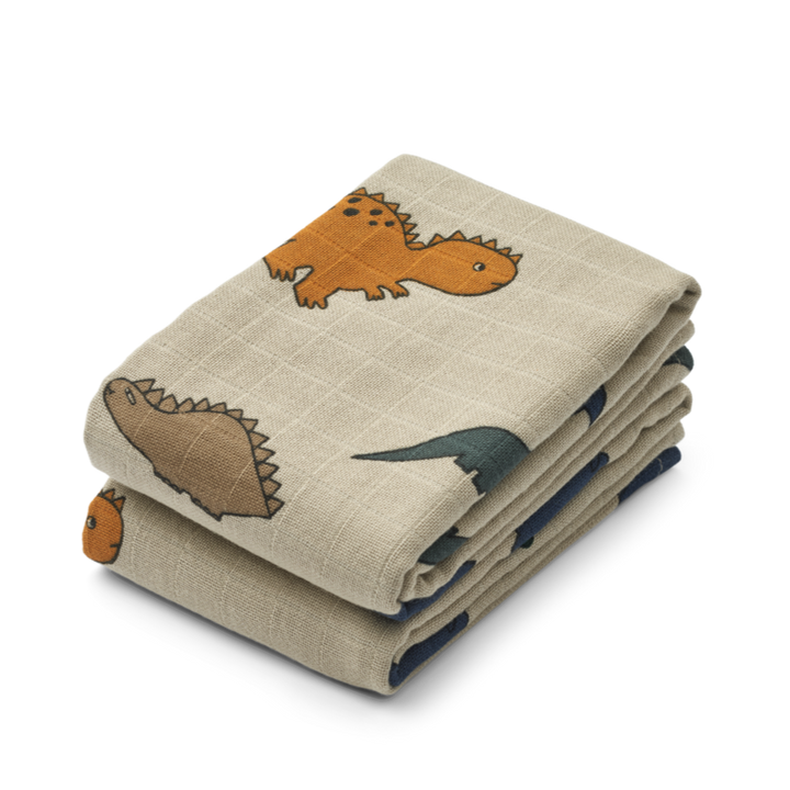 Liewood - Lewis Muslin Cloths - Dinosaur / Mist