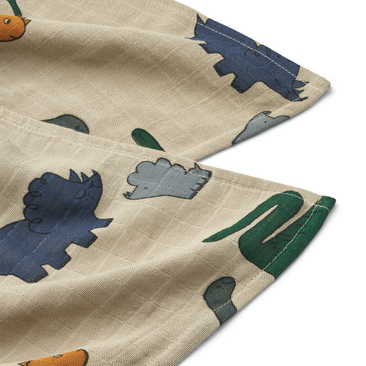 Liewood - Lewis Muslin Cloths - Dinosaur / Mist