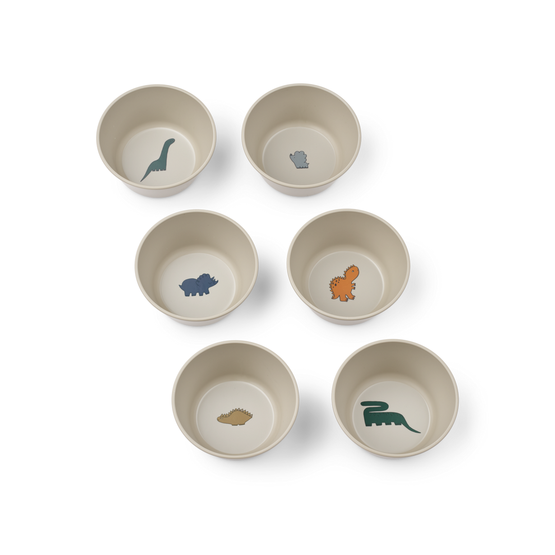 Liewood - Cees Bowl - Dinosaurs / Mist (6 Pack)