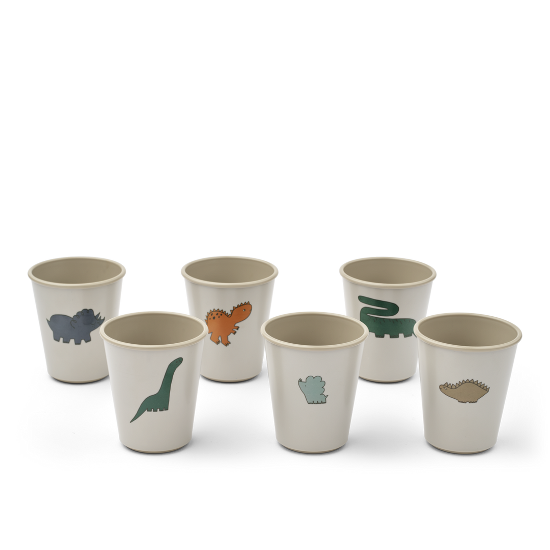 Liewood - Lana Cup - Dinosaurs / Mist (6 Pack)