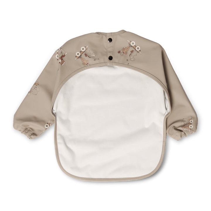 Nuuroo - Luna Coated Long Sleeved Bib - Cream Carnival Train