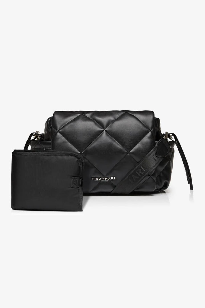 Tiba + Marl - Nova Eco Compact Changing Bag - Black Quilted - Mabel & Fox