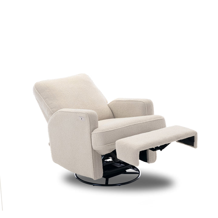 OBaby - Madison Electric Swivel Glider Recliner Chair - Teddy Fabric - Ivory