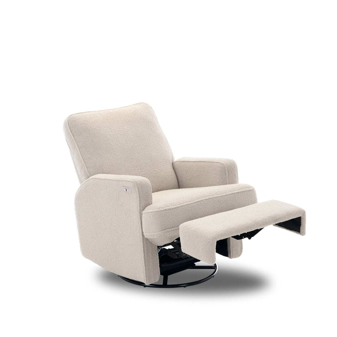 OBaby - Madison Electric Swivel Glider Recliner Chair - Teddy Fabric - Ivory