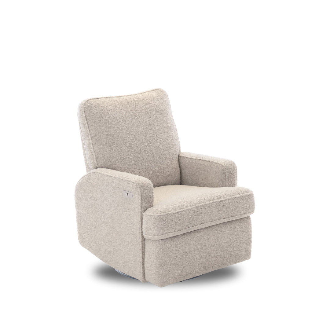 OBaby - Madison Electric Swivel Glider Recliner Chair - Teddy Fabric - Ivory