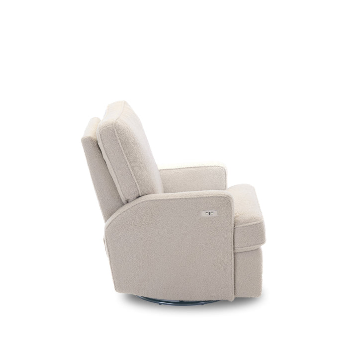 OBaby - Madison Electric Swivel Glider Recliner Chair - Teddy Fabric - Ivory