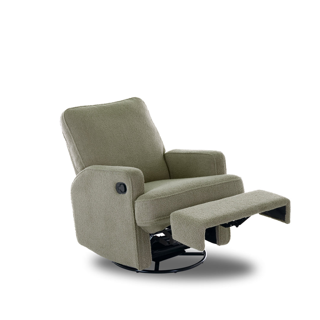 OBaby - Madison Swivel Glider Recliner Chair - Teddy Fabric - Olive