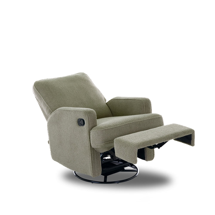 OBaby - Madison Swivel Glider Recliner Chair - Teddy Fabric - Olive