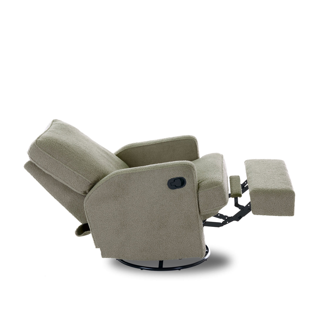 OBaby - Madison Swivel Glider Recliner Chair - Teddy Fabric - Olive