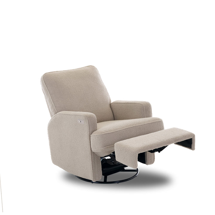 OBaby - Madison Electric Swivel Glider Recliner Chair - Teddy Fabric - Truffle