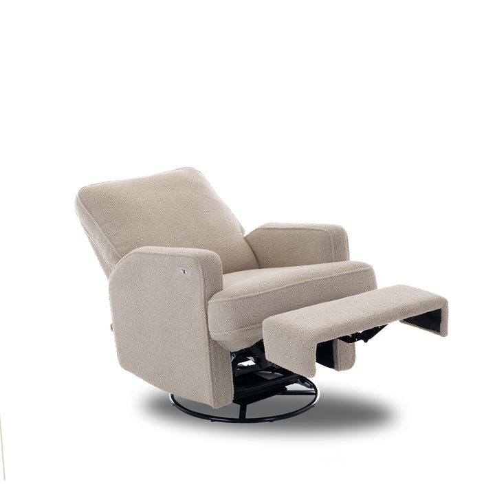 OBaby - Madison Electric Swivel Glider Recliner Chair - Teddy Fabric - Truffle