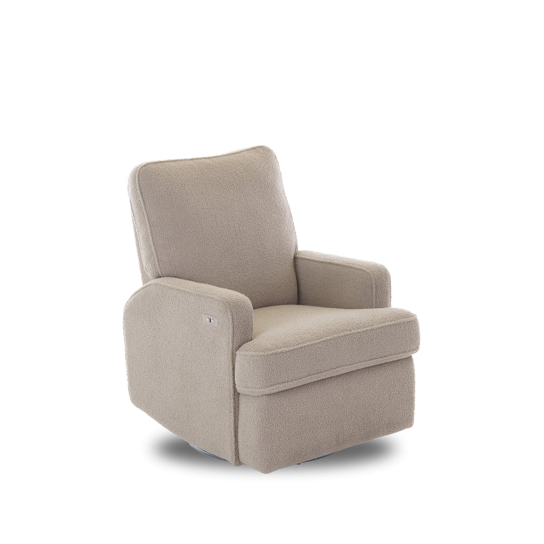 OBaby - Madison Electric Swivel Glider Recliner Chair - Teddy Fabric - Truffle