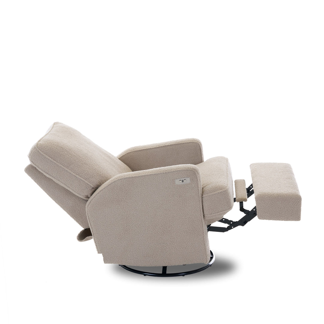 OBaby - Madison Electric Swivel Glider Recliner Chair - Teddy Fabric - Truffle