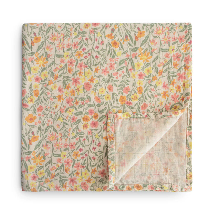 Mushie - Organic Swaddle - Pastel Blooms