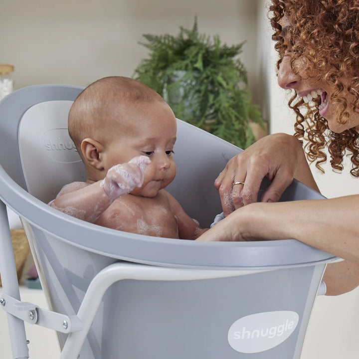 Shnuggle Baby Bath With Plug & Foam Backrest - Slate