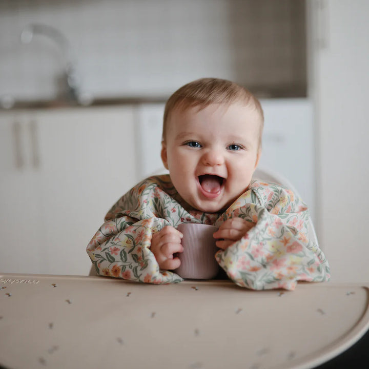 Mushie - Long Sleeve Bib - Pastel Blooms