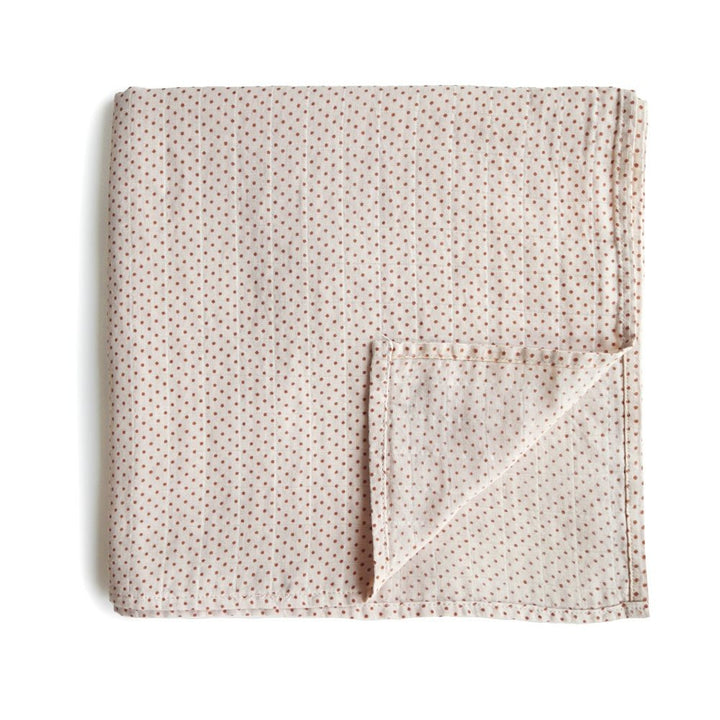 Mushie - Organic Swaddle - Caramel Polka Dots - Mabel & Fox