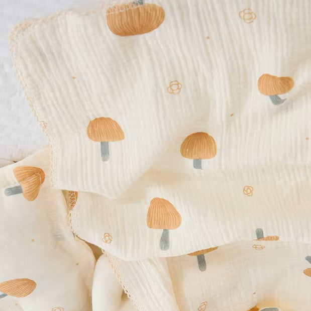 Sample Sale (Sample) - Mabel & Fox - Swaddle Blanket - Brown Mushroom - Mabel & Fox