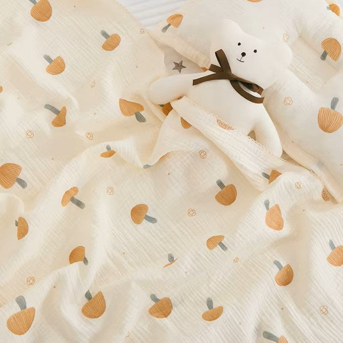 Sample Sale (Sample) - Mabel & Fox - Swaddle Blanket - Brown Mushroom - Mabel & Fox