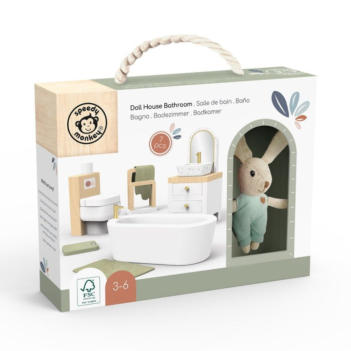 Speedy Monkey - Doll House Bathroom Set & 1 Character