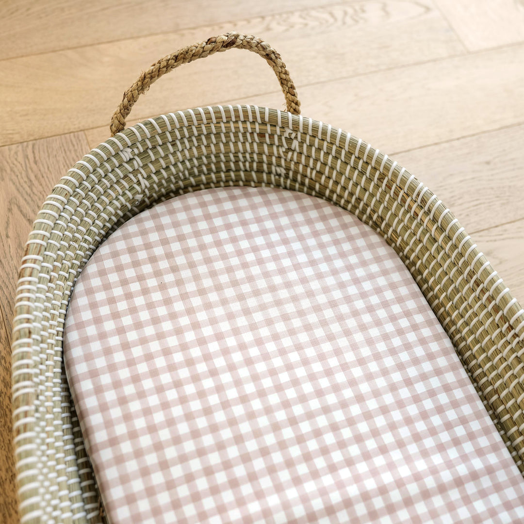 Mabel & Fox -  Basket Changing Mat - Blush Gingham - Mabel & Fox