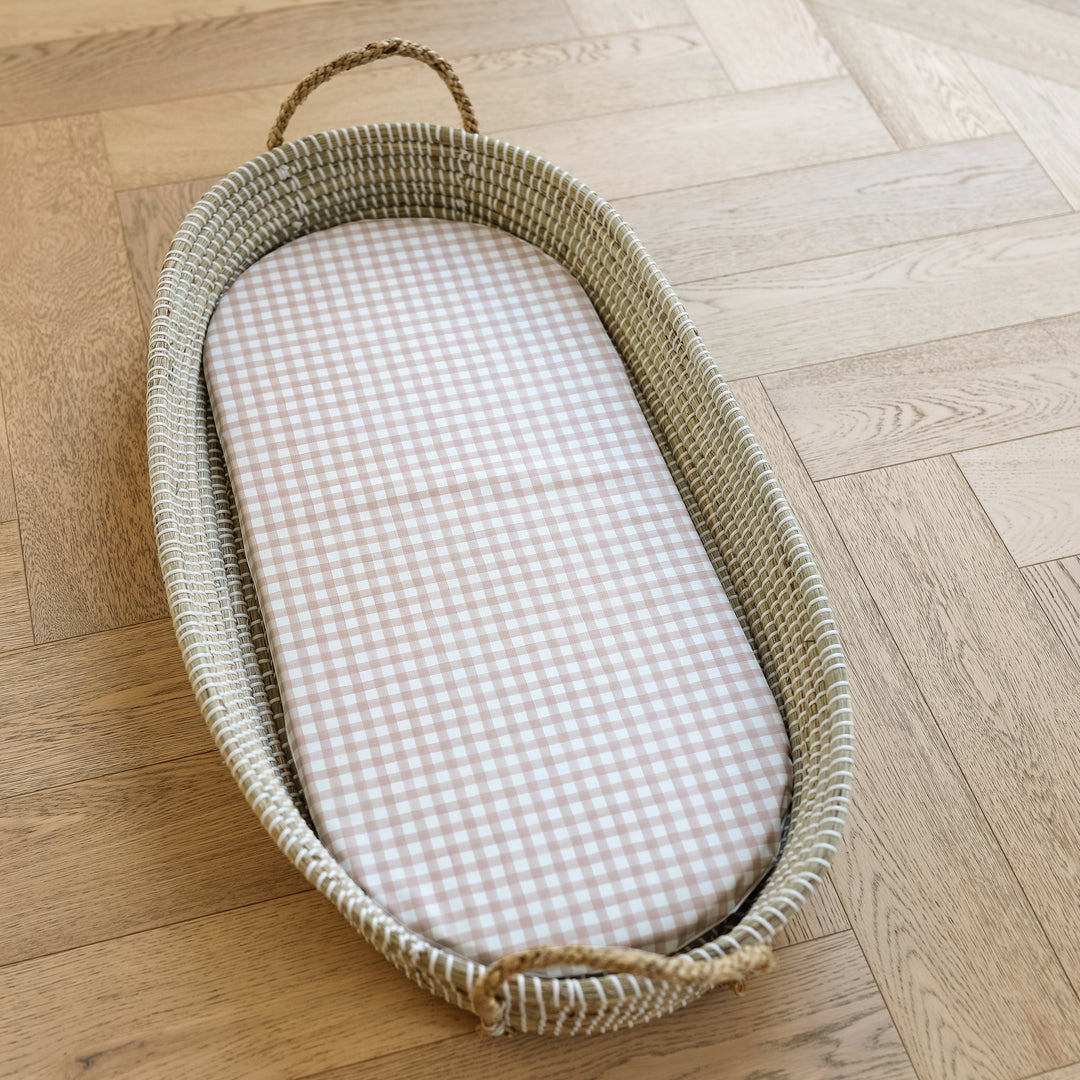 Mabel & Fox -  Basket Changing Mat - Blush Gingham