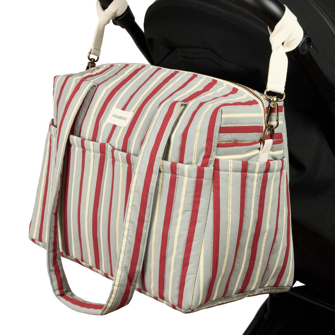 Nobodinoz - Stories Limited Edition Stroller Bag - Blue Red Stripes