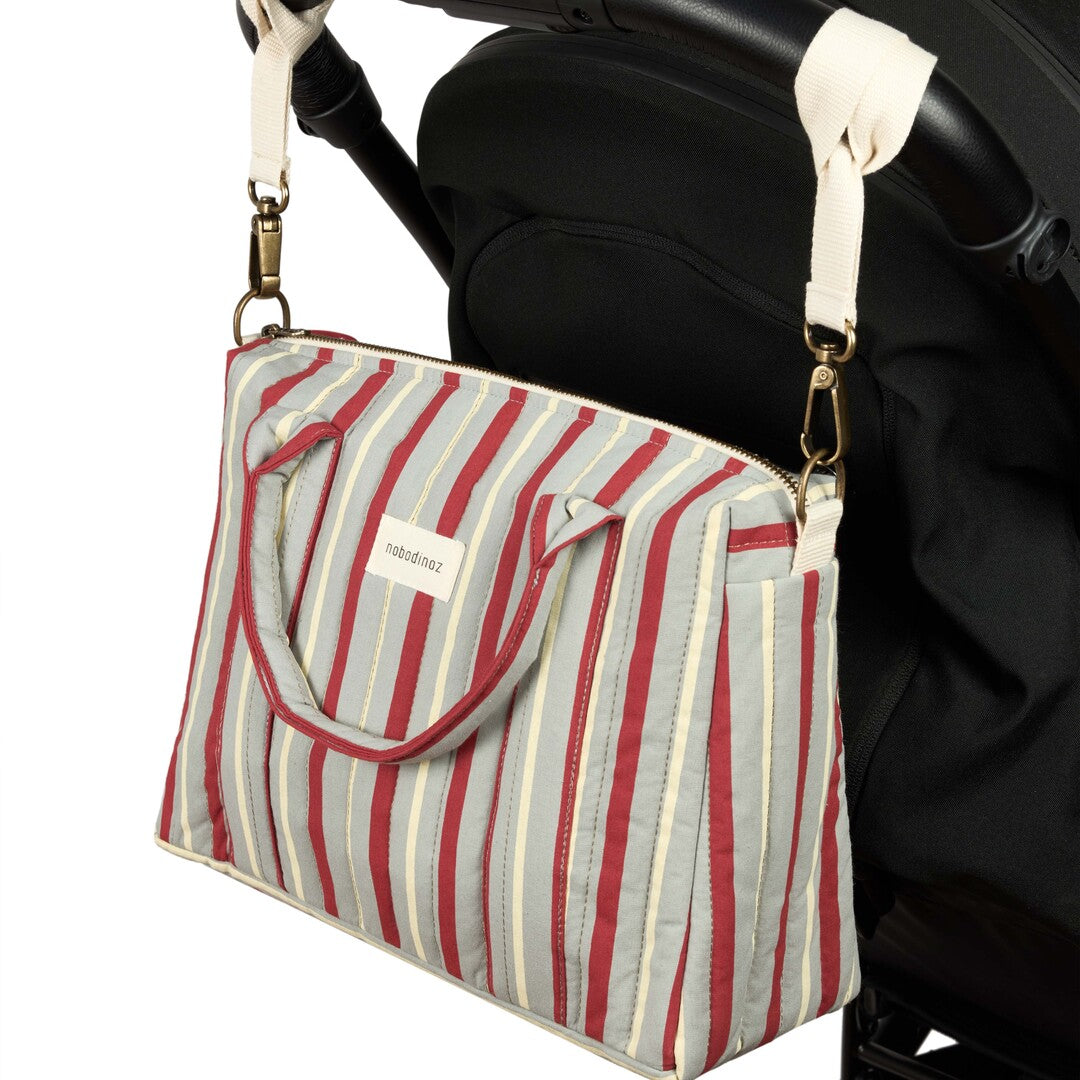 Nobodinoz - Stories Limited Edition Stroller Organiser - Blue Red Stripes