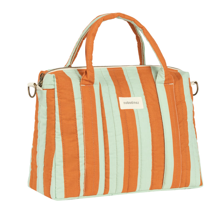 Nobodinoz - Stories Limited Edition Stroller Organiser - Green Orange Stripes