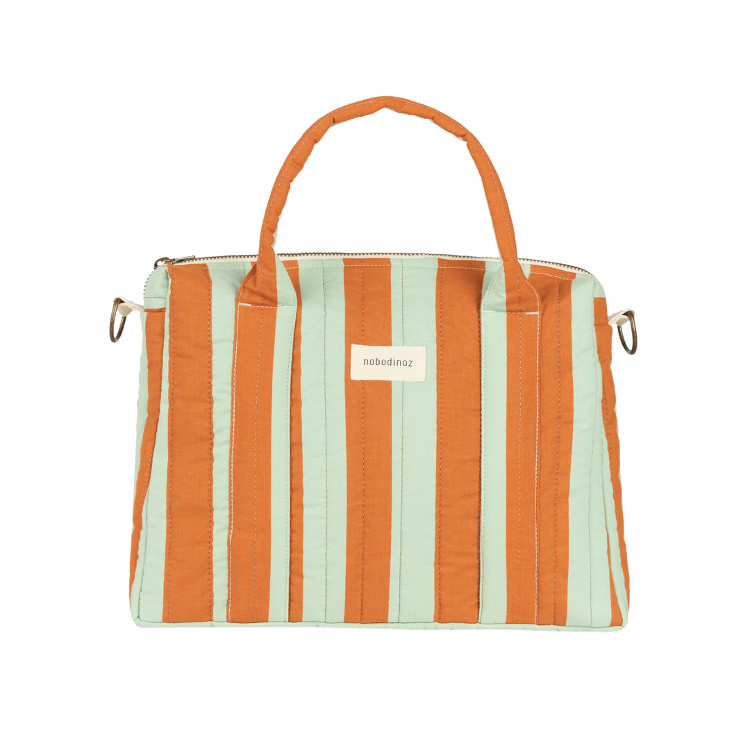 Nobodinoz - Stories Limited Edition Stroller Organiser - Green Orange Stripes