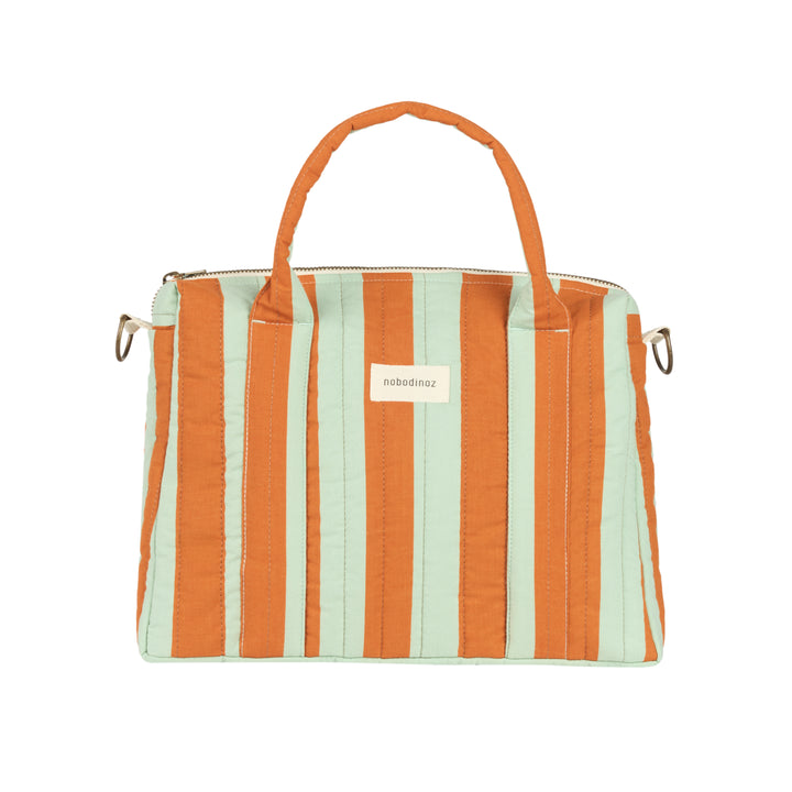 Nobodinoz - Stories Limited Edition Stroller Organiser - Green Orange Stripes