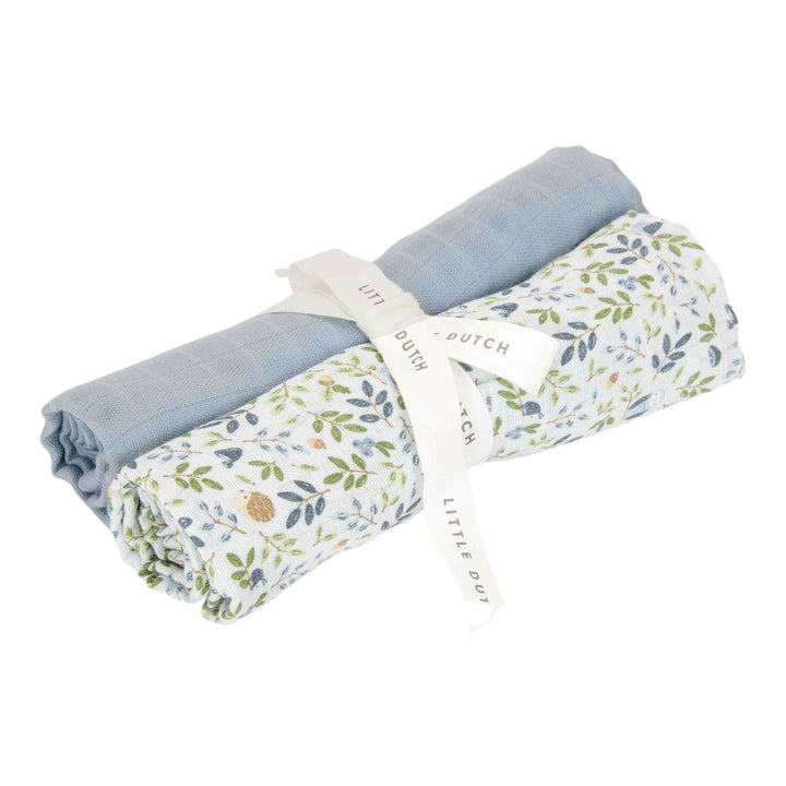 Little Dutch -  Swaddle - Forest Adventure & Denim Blue (70x70cm)