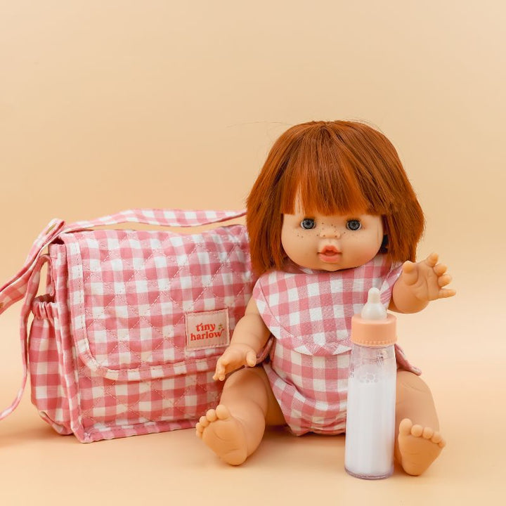 Tiny Harlow - Dolls Nappy Bag - Pink Gingham