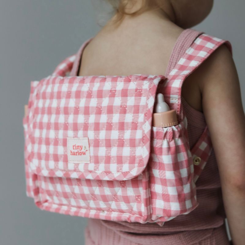 Tiny Harlow - Dolls Nappy Bag - Pink Gingham