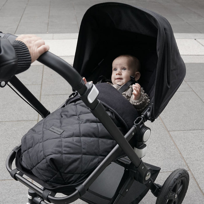 Tiba + Marl - Universal Buggy Footmuff - Black Quilted - Mabel & Fox