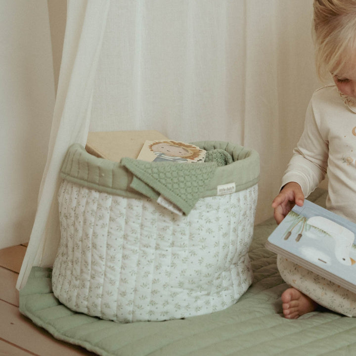 Little Dutch - Quilted Storage Basket - Large - Blueberry Leaves - Mabel & Fox