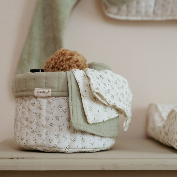 Little Dutch - Quilted Storage Basket - Small - Blueberry Leaves - Mabel & Fox