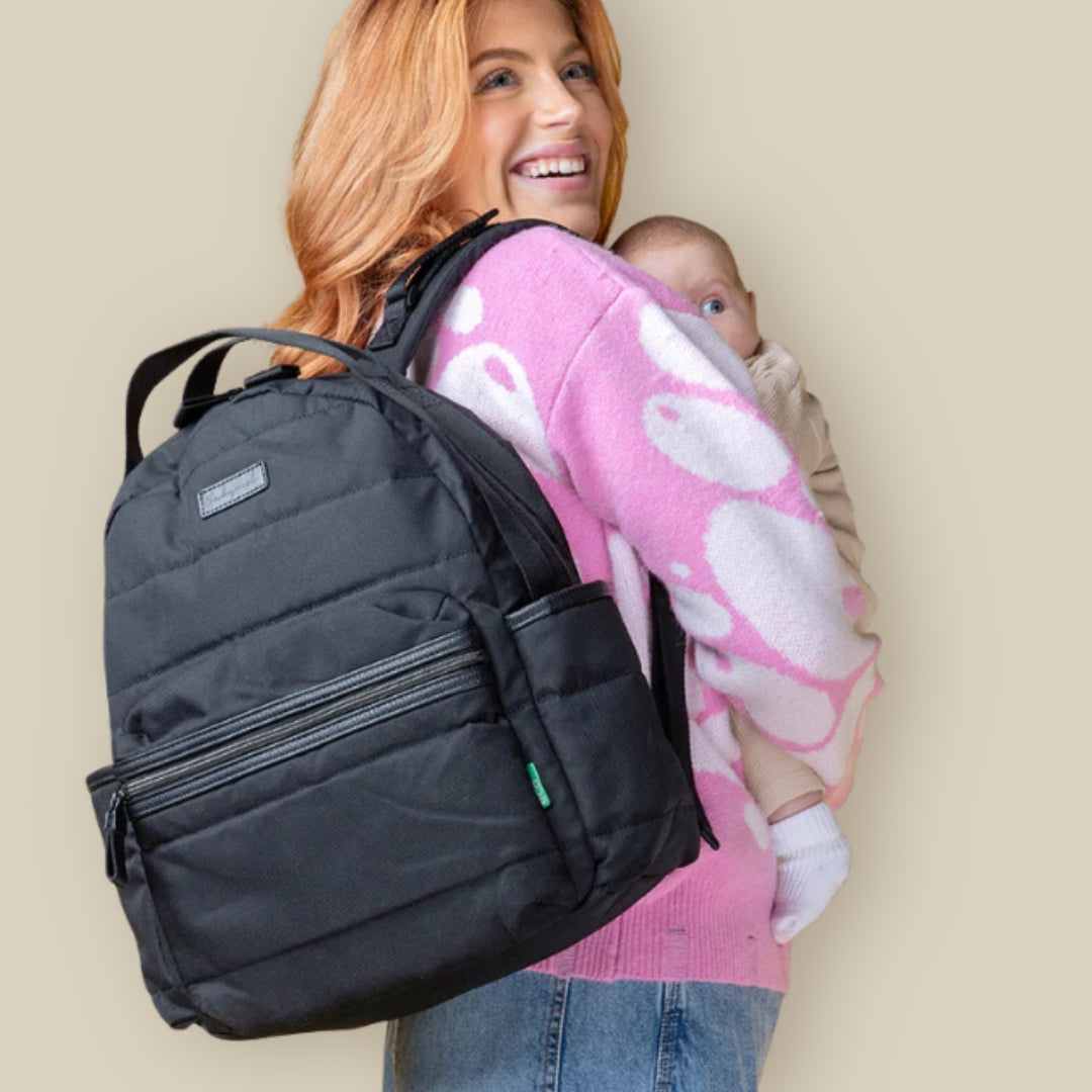 Babymel - Lola Eco Quilt Backpack – Black - Mabel & Fox