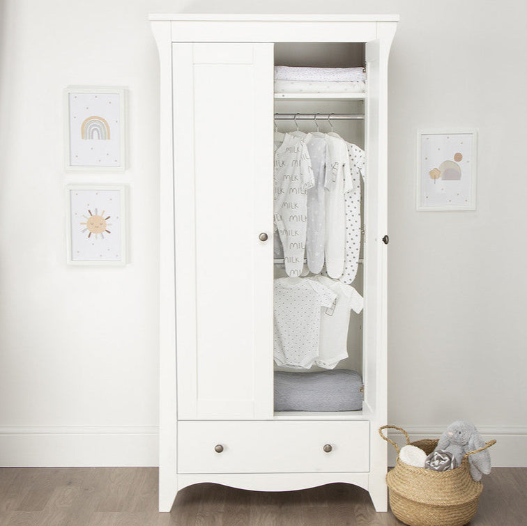 CuddleCo - Clara Double Door Wardrobe - White - Mabel & Fox