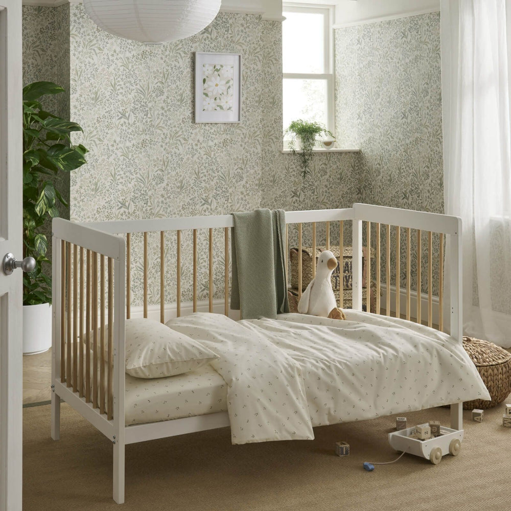 CuddleCo - Nola Cot Bed - White & Natural - Mabel & Fox