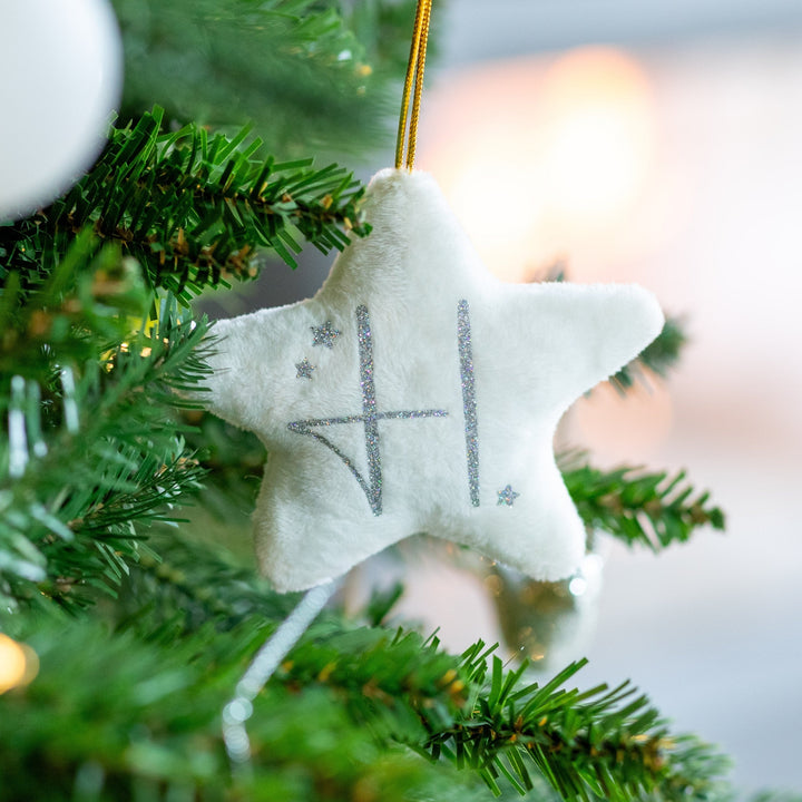 Mabel & Fox - Personalised Plush Star Decoration - White