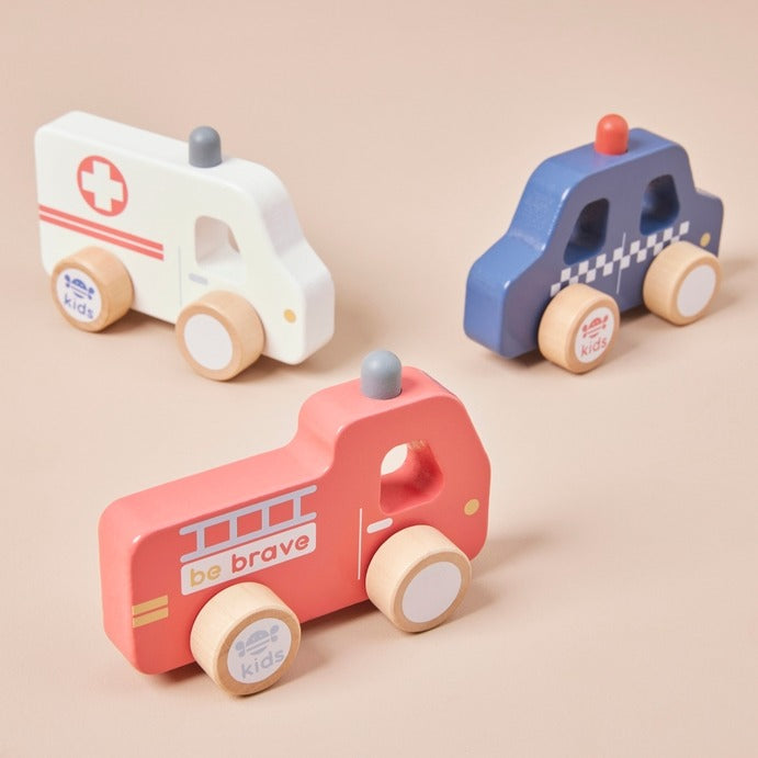 Just Bee Kids -  Wooden Emergency Vehicle Toys