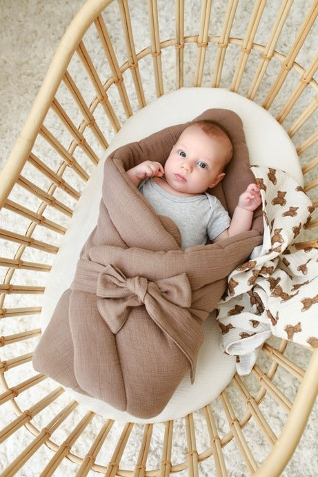 Babyly - Muslin Baby Wrap - Mocca Brown - Mabel & Fox