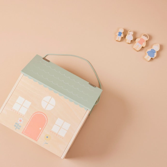 Just Bee Kids - Wooden Dolls House - With Family