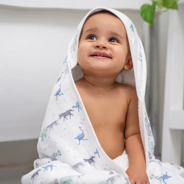 Aden + Anais - Hooded Towel & Washcloth Set - Rising Stars