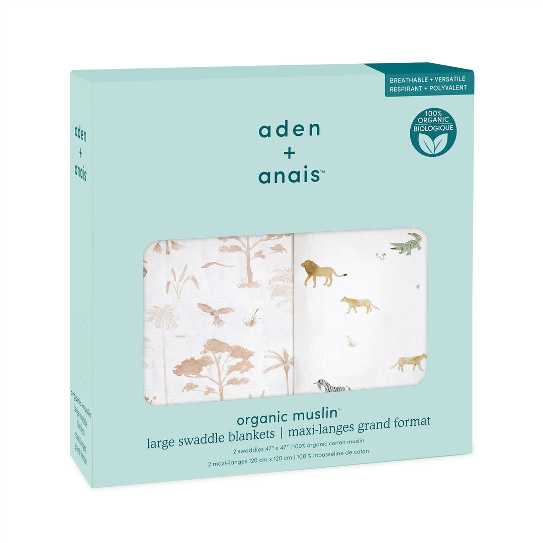Aden + Anais - Large Cotton Swaddles - Safari Dream (2 Pack)