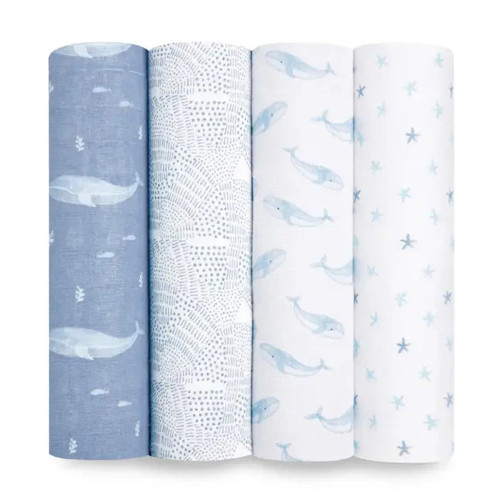 Aden + Anais - Large Cotton Swaddles - Oceanic (4 Pack) - Mabel & Fox